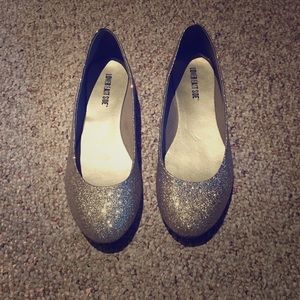 Gold glitter flats